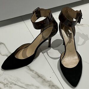 Marc Fisher Heels Size 9.5 - Ankle Strap Pointed Toe Animal Print - as is